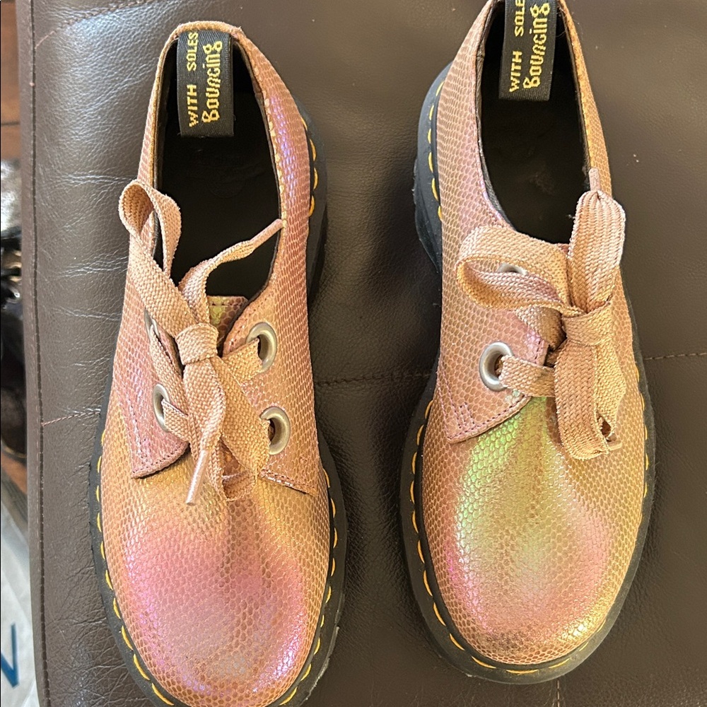 Dr. Martens Iridescent Pink Lace-Up Shoes - Picture 2 of 5